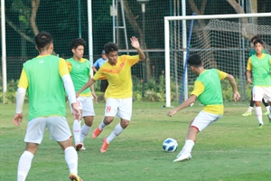 U19 Việt Nam chuẩn bị cho trận đấu với U19 Brunei